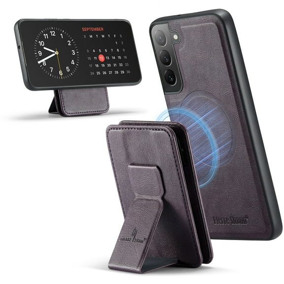 Case for Samsung Galaxy S23, Detachable Magnetic Wallet Credit Card Cash Slot Case Support Wireless Charging Functional Stand Compatible with MagSafe Cover For Samsung Galaxy S23,Purple