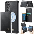 thumbnail image 1 of Case For Samsung Galaxy S23 FE 5G RFID Blocking Compatible With MagSafe Detachable 2 In 1 Wallet With Card Holder,PU Leather Case,  Holder Kickstand Magnetic Protective Women Men Cover,Black, 1 of 11