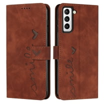 Case for Samsung Galaxy S23 FE 5G Wallet Case Flip Cover with Card Holder,Faux Leather Galaxy S23 FE Case Wallet for Women and Men with Kickstand Wristlet Strap,Brown Love