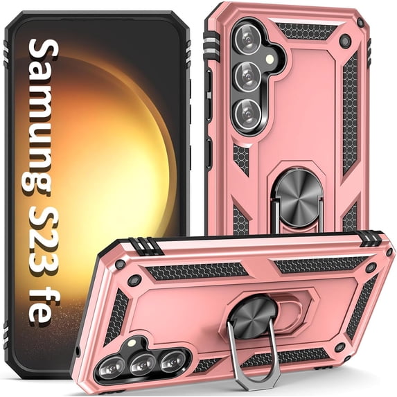 Case for Samsung Galaxy S23 FE Phone Case Samsung S23 FE Case, Military Grade, Heavy Duty, with Kickstand Ring, Support Magnet Car Mount for Samsung Galaxy S23 FE Case Rose Gold