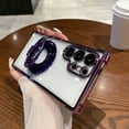 thumbnail image 1 of Case for Samsung Galaxy S23 FE [Ring Holder Stand] [Camera Lens Protector] Military Grade Drop Protection Non-Yellowing Magnetic Slim Clear Transparent Phone Case for Galaxy S23 FE, Darkpurple, 1 of 1
