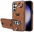 thumbnail image 1 of Case for Samsung Galaxy S23 FE Wallet with Credit Card Holder & Finger Ring Stand, PU Leather Slim Cover Shockproof Scratch Resistant Full Protection Case for Samsung Galaxy S23 FE, Brown, 1 of 10