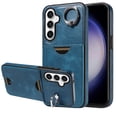 thumbnail image 1 of Case for Samsung Galaxy S23 FE Wallet with Credit Card Holder & Finger Ring Stand, PU Leather Slim Cover Shockproof Scratch Resistant Full Protection Case for Samsung Galaxy S23 FE, Blue, 1 of 10