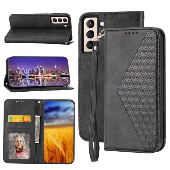 Case for Samsung Galaxy S23, Magnetic Matte Premium PU Leather Stand Flip Cover with Card Slots and Wallet, Shockproof and Full Body Protection Compatible with Galaxy S23 - Black
