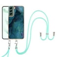 thumbnail image 1 of Case for Samsung Galaxy S23 Plus, Adjustable Detachable Crossbody Strap Neck Strap Silicone Bumper Marble Painted TPU Ultra Thin Shockproof Protective Phone Case Cover for Galaxy S23 Plus, Green, 1 of 7