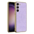 thumbnail image 1 of Case for Samsung Galaxy S23 Plus, Classic Crocodile Pattern Print PU Leather with Luxury Plating Gold Edge Phone Cover Slim Non-slip Shockproof Protective Case for Samsung Galaxy S23 Plus, Purple, 1 of 7