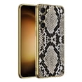 thumbnail image 1 of Case for Samsung Galaxy S23 Plus, Classic Crocodile Pattern Print PU Leather with Luxury Plating Gold Edge Phone Cover Slim Non-slip Shockproof Protective Case for Galaxy S23 Plus, Python Patter, 1 of 7