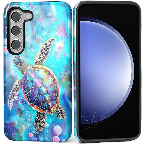 Case for Samsung Galaxy S23 Plus, Matte Soft Silicone and Hard PC Anti-Scratch Full Body Rugged Shockproof Protective 2-in-1 Case for Women Men - Sea Turtle