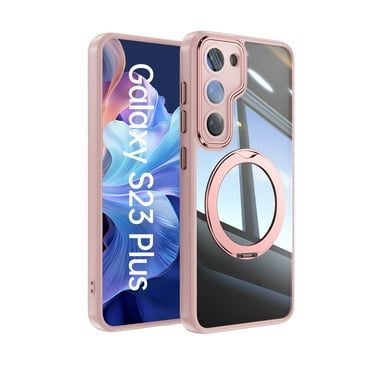 Case for Samsung Galaxy S23 Plus Case Ring Holder Kickstand Built-in Camera Lens Protector Anti-Scratch Shockproof Dustproof Protection Rugged Phone Case Cover for Samsung Galaxy S23 Plus, Pink