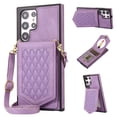 thumbnail image 1 of Case for Samsung Galaxy S23 Ultra 5G, Allytech Detachable Crossbody Strap Flip PU Leather Magnetic Button RFID Blocking Purse Wallet Stand Case for Samsung S23 Ultra 5G, Purple, 1 of 8