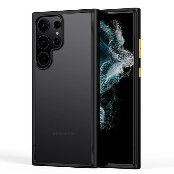 Case for Samsung Galaxy S23 Ultra Case 5G [Protect from Fingerprint/Shock/Scratch/Slip] Shockproof Hard PC Back with Hybrid Soft TPU Bumper Protective Phone Cover for Samsung Galaxy S23 Ultra, Black