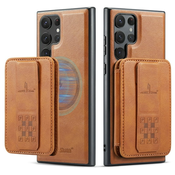 Case for Samsung Galaxy S23 Ultra, Detachable Magnetic Wallet Credit Card Cash Slot Case Support Wireless Charging Functional Stand Compatible with MagSafe Cover For Samsung Galaxy S23 Ultra,Brown