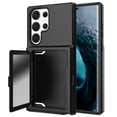 thumbnail image 1 of Case for Samsung Galaxy S23 Ultra with Hidden Makeup Mirror Card Slot Design Cover, Hybrid PC+TPU Shockproof Non-Slip Lens Protection Wallet Case for Samsung Galaxy S23 Ultra, Black, 1 of 6