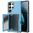 thumbnail image 1 of Case for Samsung Galaxy S23 Ultra with Hidden Makeup Mirror Card Slot Design Cover, Hybrid PC+TPU Shockproof Non-Slip Lens Protection Wallet Case for Samsung Galaxy S23 Ultra, Light Blue, 1 of 6