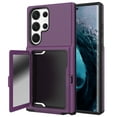 thumbnail image 1 of Case for Samsung Galaxy S23 Ultra with Hidden Makeup Mirror Card Slot Design Cover, Hybrid PC+TPU Shockproof Non-Slip Lens Protection Wallet Case for Samsung Galaxy S23 Ultra, Purple, 1 of 1