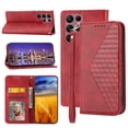 thumbnail image 1 of Case for Samsung Galaxy S23 Ultra, Magnetic Matte Premium PU Leather Stand Flip Cover with Card Slots and Wallet, Shockproof and Full Body Protection Compatible with S23 Ultra - Red, 1 of 9