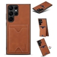thumbnail image 1 of Case for Samsung Galaxy S23 Ultra Slim PU Leather Magnetic Bracket Back Wallet Case, Soft Silicone Shockproof Lens Protection Case with Hidden Card Slot Holder Kickstand Phone Cover,Brown, 1 of 7