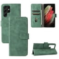 thumbnail image 1 of Case for Samsung Galaxy S23 Ultra Wallet Case with Card Slots Holder Magnetic Clasp Cover, Luxury PU Leather Skin-Friendly Wrist Strap Handbag Kickstand Soft Silicone Shockproof Protective Case,Green, 1 of 6