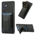 thumbnail image 1 of Case for Samsung Galaxy S24 FE Back Wallet Case, Carbon Fiber PU Leather Case with Card Holder Slots Hidden Stand Protective Phone Cover Compatible for Samsung Galaxy S24 FE, Black, 1 of 10