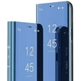 thumbnail image 1 of Case for Samsung Galaxy S24 FE Case Clear View Windows Leather with Kickstand Makeup Mirror Luxury Design Shockproof Protective Flip Case for Samsung Galaxy S24 FE Mirror Mirror Blue QH, 1 of 9