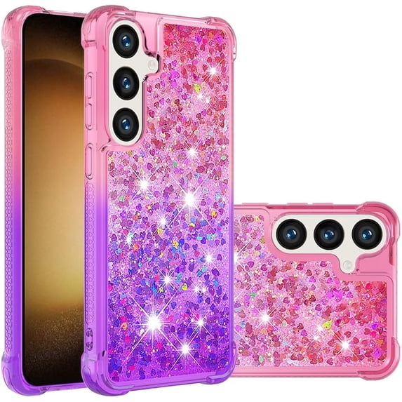Case for Samsung Galaxy S24 FE Case Sparkle Glitter Cute Liquid Phone Case Slim Soft TPU Bumper Shockproof Protective Women Girls TPU Case for Samsung Galaxy S24 FE Gradient Pink
