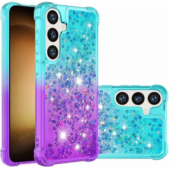 Case for Samsung Galaxy S24 FE Case Sparkle Glitter Cute Liquid Phone Case Slim Soft TPU Bumper Shockproof Protective Women Girls TPU Case for Samsung Galaxy S24 FE Gradient Blue