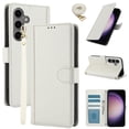 thumbnail image 1 of Case for Samsung Galaxy S24 FE Crossbody Wallet with Lanyard & Wrist Strap, Card Holder Flip Stand Purse Case, Full Protection Magnetic Clasp PU Leather Cover for Samsung Galaxy S24 FE, White, 1 of 8