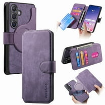 Case for Samsung Galaxy S24 FE Detachable Magnetic Wallet Phone Case for Men Women, RFID Blocking Material Retro Folio Flip Leather Case with 3 Card Slots for Samsung Galaxy S24 FE,Purple