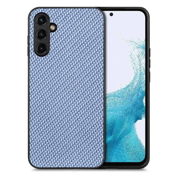 Case for Samsung Galaxy S24 FE Fiber Texture Case, Slim Thin Protective Cover Skin for Samsung Galaxy S24 FE, with Anti-Slip Strip Sturdy Shockproof Lens Protection Phone Case, Blue