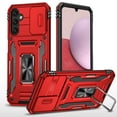 thumbnail image 1 of Case for Samsung Galaxy S24 Plus Camera Lens Slide Protection Cover with Ring Holder Kickstand, Armor Heavy Duty Military Grade Shockproof PC Rugged Bumper for Samsung Galaxy S24 Plus,
Red, 1 of 7