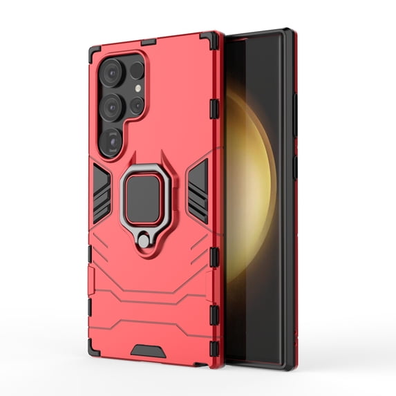 Case for Samsung Galaxy S24 Plus,Decase Slim Case with Ring Kickstand Magnetic Car Mount Military Grade Shockproof Dual Layer Hybrid Phone Shell Compatible for Samsung Galaxy S24 Plus,Red