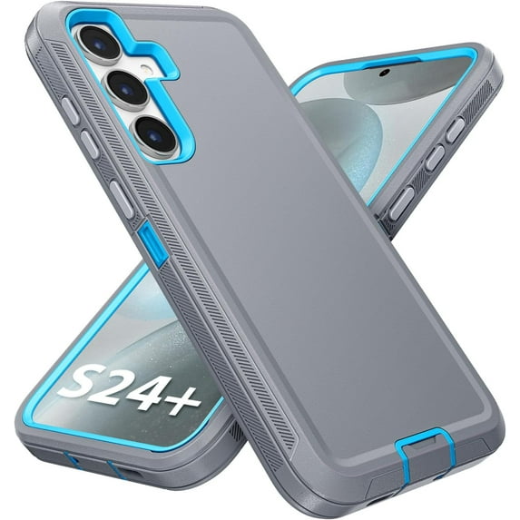 Case for Samsung Galaxy S24 Plus, Rugged &Heavy Duty Protection Dual-Layer with Port Protection Anti dust Scratch Back Cover, Shockproof Matte Phone Case for Samsung S24+ 6.7 inch, Grey