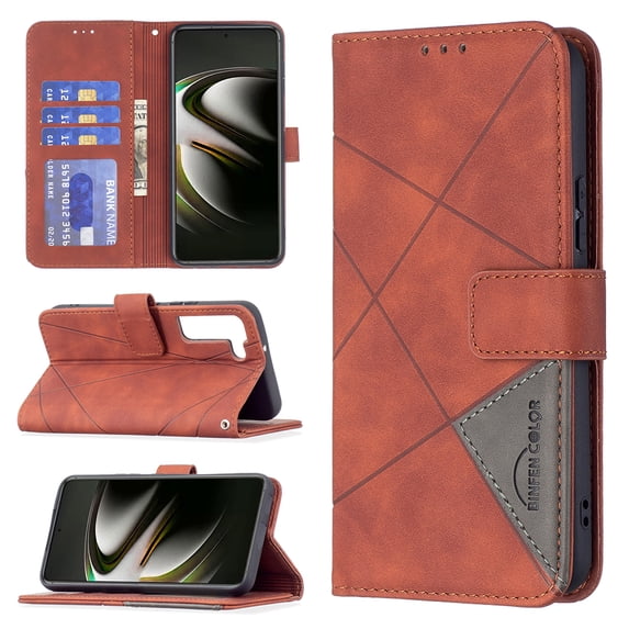 Case for Samsung Galaxy S24 Plus Wallet Case, Kickstand Flip Cover with Card Holder, Premium PU Leather Magnetic Clasp Folio Case, TPU Shockproof Lens Protection Case for Galaxy S24 Plus, Brown