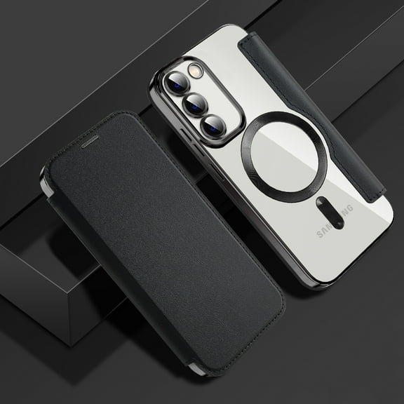 Case for Samsung Galaxy S24 Plus Case Wallet Compatible with Magsafe, Shockproof Full Protective Flip Folio Wallet Case with RFID Blocking Card Slots PU Leather Cover with Lens Protector - Black