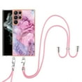 thumbnail image 1 of Case for Samsung Galaxy S24 Ultra, Adjustable Detachable Crossbody Strap Neck Strap Silicone Bumper Marble Painted TPU Ultra Thin Shockproof Protective Phone Case Cover for Galaxy S24 Ultra, Pink, 1 of 7