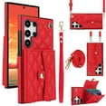 thumbnail image 1 of Case for Samsung Galaxy S24 Ultra, Crossbody Wristlet Case Wallet with RFID Blocking Card Slots KickStand Flip Folio PU Leather Magnetic Protective Cover Women for Samsung Galaxy S24 Ultra, Red, 1 of 9