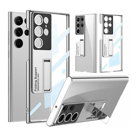 Case for Samsung Galaxy S24 Ultra,Decase Ultra Slim Clear Case Cover with Hidden Kickstand,Anti-Scratch Lightweight Phone Shell for Samsung Galaxy S24 Ultra,Silver