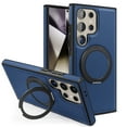 thumbnail image 1 of Case for Samsung Galaxy S24 Ultra with Kickstand, Compatible with Mag-Safe, Luxury Classic PU Leather Magnetic Ring Holder Stand Shockproof Protection Phone Cover for Galaxy S24 Ultra, Blue, 1 of 11