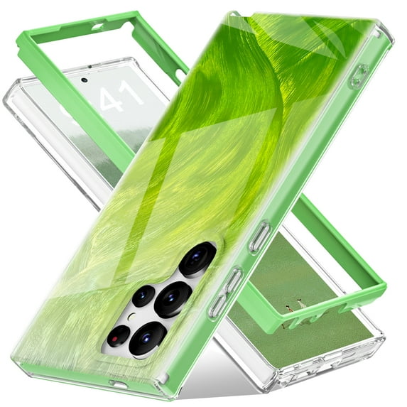 Case for Samsung Galaxy S24 Ultra, Luxury Gradient Marble Color Case with Front Frame Wireless Charging Protective Girls Women Phone Case for Samsung Galaxy S24 Ultra, Green