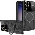 thumbnail image 1 of Case for Samsung Galaxy S24 Ultra with Magnetic Attraction 360° Ring Stand Cover for Samsung Galaxy S24 Ultra with Screen Camera Protector Hard PC TPU Case Black, 1 of 8