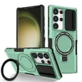 thumbnail image 1 of Case for Samsung Galaxy S24 Ultra, with Sliding Camera Cover, with Rotating Finger Ring Holder Magnetic Bracket Hybrid Hand Grip Protective Shockproof Phone Case Cover for S24 Ultra - Lightgreen, 1 of 9