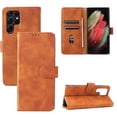 thumbnail image 1 of Case for Samsung Galaxy S24 Ultra Wallet Case with Card Slots Holder Magnetic Clasp Cover, Luxury PU Leather Skin-Friendly Wrist Strap Handbag Shockproof Kickstand Case for Galaxy S24 Ultra, Brown, 1 of 6