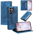 thumbnail image 1 of Case for Samsung Galaxy S24 Ultra Wallet Case for Women Girls with Card Holder, Embossed Flower Pattern Magnetic Flip PU Leather Purse Protective Phone Cover for Samsung Galaxy S24 Ultra, Blue, 1 of 11