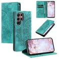 thumbnail image 1 of Case for Samsung Galaxy S24 Ultra Wallet Case for Women Girls with Card Holder, Embossed Flower Pattern Magnetic Flip PU Leather Purse Protective Phone Cover for Samsung Galaxy S24 Ultra, Green, 1 of 11