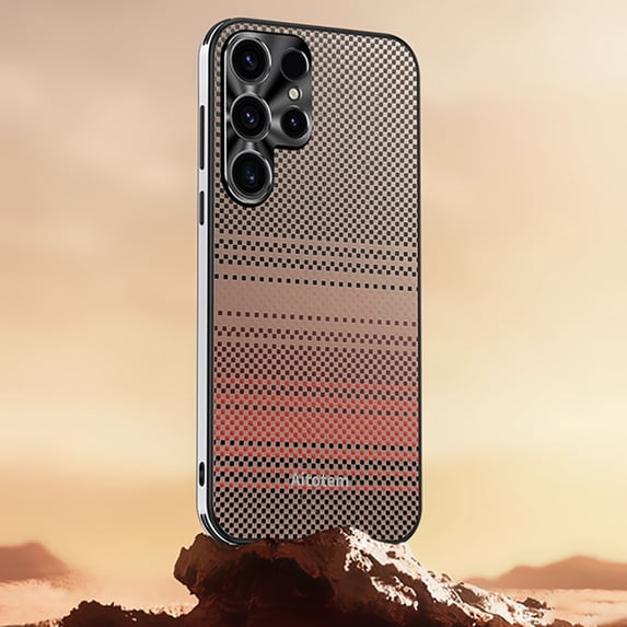 Case for Samsung Galaxy S24 Ultra, Woven Pattern Desgin Fahionable Color Phone Case, Metal Bumper Frame Shockproof Lightweight Slim Protective Phone Cover for Samsung Galaxy S24 Ultra, Red