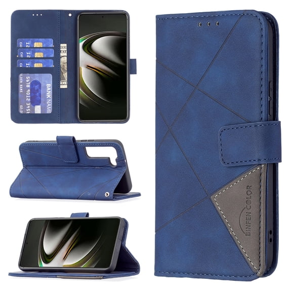 Case for Samsung Galaxy S24 Wallet Case, Kickstand Flip Cover with Card Holder, Premium PU Leather Magnetic Clasp Folio Case, TPU Shockproof Lens Protection Case for Galaxy S24, Blue