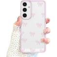 thumbnail image 1 of Case for Samsung Galaxy S25, Clear Cute Ribbon Bowknot Pattern Aesthetic Transparent Phone Case Raised Camera Protection Stylish Slim Soft Durable TPU Protective Cover for Women - Pink, 1 of 10