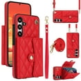 thumbnail image 1 of Case for Samsung Galaxy S25, Crossbody Wristlet Case Wallet with RFID Blocking Card Slots KickStand Flip Folio PU Leather Magnetic Protective Cover Women for Samsung Galaxy S25, Red, 1 of 7