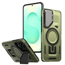 Case for Samsung Galaxy S25 Edge 5G 6.7-inch with Adjustable Metal Camera Lens Cover Stand Compatible with MagSafe [Military-Grade Protection] Rugged Heavy Duty Magnetic Case,Green