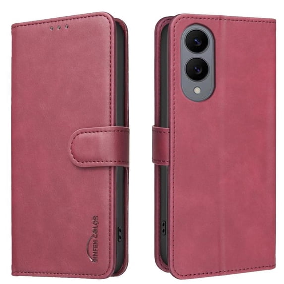 Case For Samsung Galaxy S25 Edge 5G【RFID Blocking】with Multi-Card Holder Bills Slot, Calfskin-Texture Vegan Leather Magnetic Wallet Case,Red,For Galaxy S25 Edge 5G